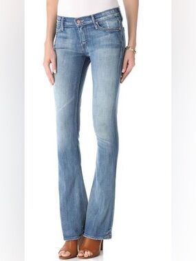 MOTHER The Runaway in Cream Soda Distressed Flare Long